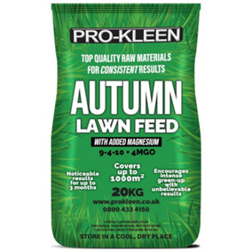 Pro-Kleen Autumn Lawn Feed Fertiliser 20kg Encourages Grass Green Up & Prevents Lawn Disease
