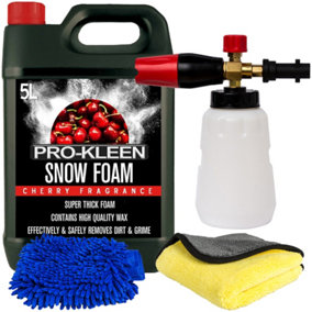 Pro-Kleen Cherry Snow Foam Karcher K Series Snow Foam Lance & Microfibre Cloth & Mitt Pressure Washer