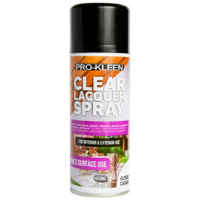 Pro-Kleen Clear Gloss Lacquer Spray 400ml Protects & Seals Fast Drying Formula
