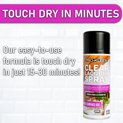 Pro-Kleen Clear Gloss Lacquer Spray 400ml x3 Protects & Seals Fast Drying Formula - 4