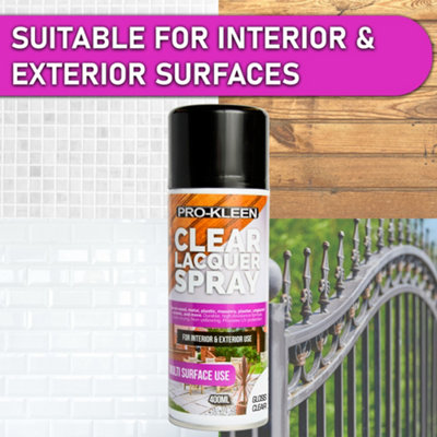 Pro-Kleen Clear Gloss Lacquer Spray 400ml x3 Protects & Seals Fast Drying Formula - 6