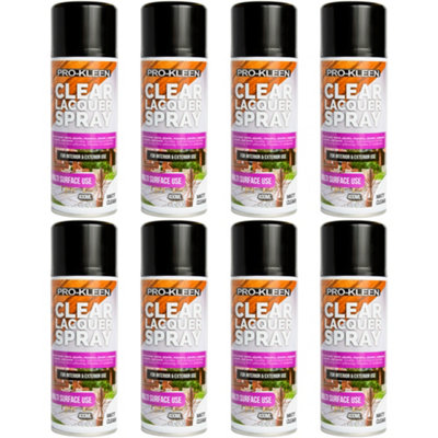 Pro-Kleen Clear Matt Lacquer Spray 400ml x8 Protects & Seals Fast Drying Formula