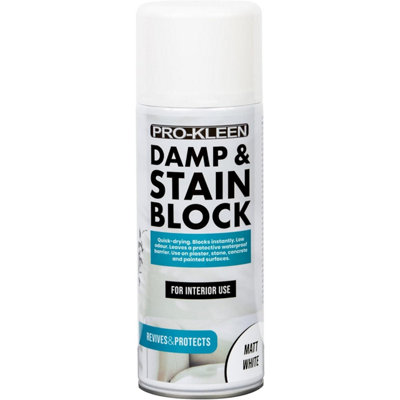 Pro-Kleen Damp & Stain Block Spray Primer - Covers Damp, Mould, Grease & Rust Stains 500ml