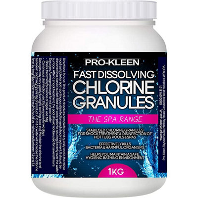 Pro-Kleen Fast Dissolving Stabilised Chlorine Granules - Sanitises Pool Water to Remove Germs and Bacteria 1kg