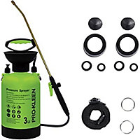 Pro-Kleen Garden Pressure Pump Sprayer Manual Action 3L With Brass Lance And 2 x Spare Seal Kits