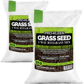 Pro-Kleen Grass Seed 3 Way Ryegrass Mix 10kg Premium Lawn Seed Hard Wearing Fast Germination