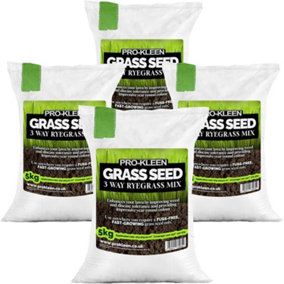 Pro-Kleen Grass Seed 3 Way Ryegrass Mix 20kg - Premium Lawn Seed - Hard Wearing, Fast Germination