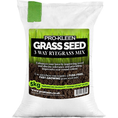 ProKleen Grass Seed 3 Way Ryegrass Mix 5kg Premium Lawn Seed Hard