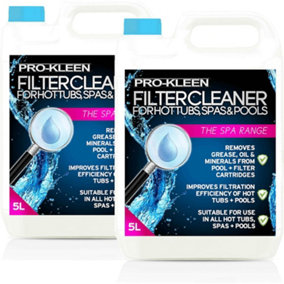 Pro-Kleen Hot Tub Pool & Spa Filter Cartridge Cleaner 10L 20 Treatments Improves Efficiency Deeply Cleans and Removes Oils