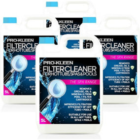 Pro-Kleen Hot Tub Pool & Spa Filter Cartridge Cleaner 20L 40 Treatments Improves Efficiency Deeply Cleans and Removes Oils