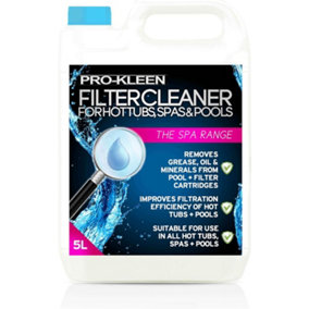 Pro-Kleen Hot Tub Pool & Spa Filter Cartridge Cleaner 5L-10 Treatments Improves Efficiency-Deeply Cleans and Removes Oils