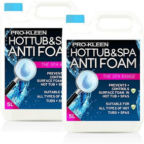 Pro-Kleen Hot Tub & Spa Anti Foam for All Hot Tubs & Spas-Easy to Use 5L, Clear (10 Litres)