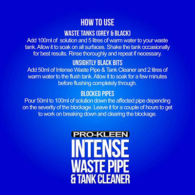 Pro-Kleen Intense Waste Pipe and Tank Cleaner For Caravans and Motorhomes 1L - 5