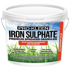 Pro-Kleen Iron Sulphate Spreader Granules 2.5kg Covers up to 100m2 For Grass Green Up Ferrous Sulphate Dry Powder