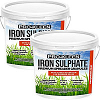 Pro-Kleen Iron Sulphate Spreader Granules, Covers up to 100m2, For Grass Green Up, Ferrous Sulphate Dry Powder 2x 2.5kg