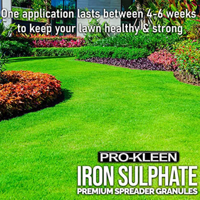 Pro-Kleen Iron Sulphate Spreader Granules, Covers up to 100m2, For Grass Green Up, Ferrous Sulphate Dry Powder 2x 2.5kg