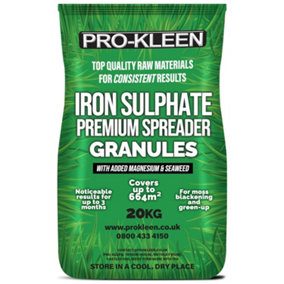 Pro-Kleen Iron Sulphate Spreader Granules Covers up to 664m2 For Grass Green Up Ferrous Sulphate Dry Granules