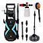 Pro-Kleen Jet Washer Electric 2.2kW With 8M Hose, Turbo Nozzle, Rotary Brush, Patio Cleaner Attachment, Car Snow Foam Lance