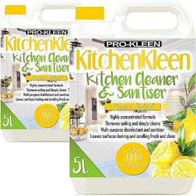 Pro-Kleen Kitchen Kleen - Cleans, Disinfectants & Sanitises - Lemon Splash - Multipurpose Spray 10L