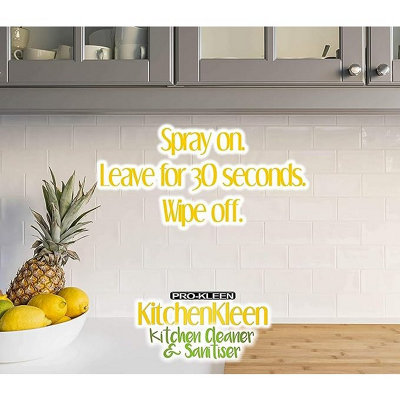 Pro-Kleen Kitchen Kleen - Cleans, Disinfectants & Sanitises - Lemon Splash - Multipurpose Spray 20L