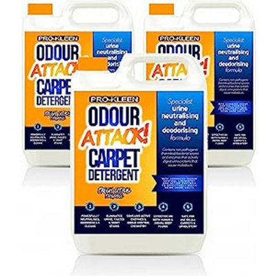 Pro-Kleen Odour Attack Pet Carpet Cleaner Shampoo Contains Active Enzymes to Digest Urine Proteins 15L