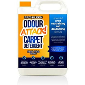 Pro-Kleen Odour Attack Pet Carpet Cleaner Shampoo Contains Active Enzymes to Digest Urine Proteins 5L