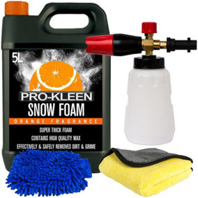 Pro-Kleen Orange Snow Foam, Karcher K Series Snow Foam Lance & Microfibre Cloth & Mitt Pressure Washer