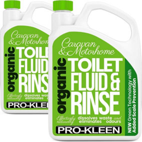Pro-Kleen Organic Caravan Toilet Chemical Fluid Rinse Green Solution Cleaner 4L for Caravan and Motorhomes