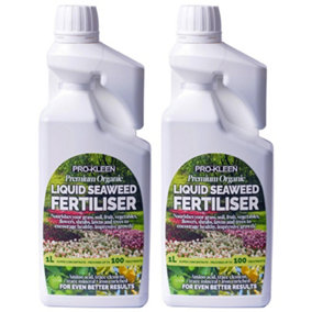 Pro-Kleen Organic Liquid Seaweed Fertiliser 2L Ascophyllum Seaweed Extract for Grass Vegetables Fruit Flowers Shrubs Lawns