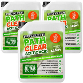 Pro-Kleen Path Cleaner Acetic Concentrated 30% - Glyphosate Free - See Results In Hours, Double Strength 15L