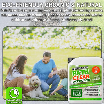 Pro-Kleen Path Cleaner AceticAcid Concentrated 30% 5L with 8L Garden Pump Sprayer - Glyphosate Free - Double Strength - 5