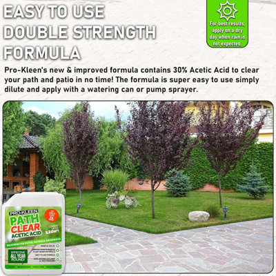 Pro-Kleen Path Cleaner AceticAcid Concentrated 30% 5L with 8L Garden Pump Sprayer - Glyphosate Free - Double Strength - 7