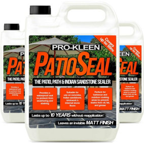 Pro-Kleen PatioSeal Matt Patio Sealant for Indian Sandstone, Concrete, Paths, Patios, Slate, Brick, Indoor 15L