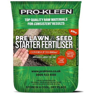 Pro-Kleen Pre Lawn & Seed Starter Fertiliser 20kg Phosphorus Rich Formula with Nitrogen Potassium & Magnesium Oxide
