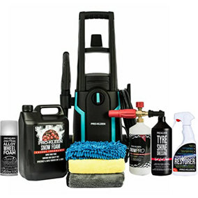 Pro-Kleen Pressure Washer 1600W With Snow Foam 5ltr Alloy Foam Cleaner, Trim & Bumper, Tyre Shine. Lance, Cloths and Mitt