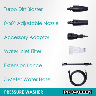 Pro-Kleen Pressure Washer Jet Power Wash High Performance Cleaner For Patio and Car 1400W - 3