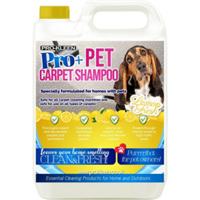 Pro-Kleen Pro+ Carpet And Upholstery Shampoo Removes Pet Deposits & Odours 4 in 1 Concentrate Lemon Fresh 5L