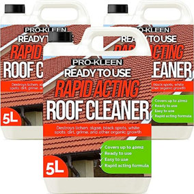 Pro-Kleen Rapid Acting Roof Cleaner - Removes Dirt, Grime, Lichen, Black Spots and More - Easy and Ready to Use Formula (15L)