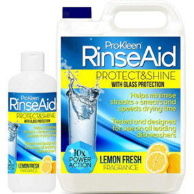 Pro-Kleen Rinse Aid (5L + 500ml) - Lemon Fresh - Protect & Shine With Added Glass Protection