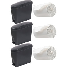 Pro-Kleen Sanitary Bin 20L x3 & 150 Bin Liners Female Ladies and Baby Hygiene Products Pedal Bin