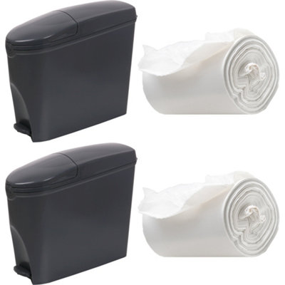 Pro-Kleen Sanitary Bin 2x 20L & 100 Bin Liners Female Ladies and Baby Hygiene Products Pedal Bin