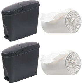 Pro-Kleen Sanitary Bin 2x 20L & 100 Bin Liners Female Ladies and Baby Hygiene Products Pedal Bin