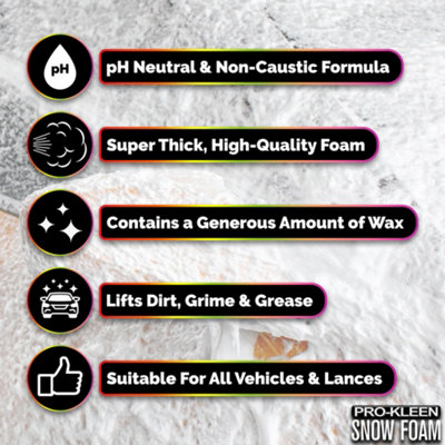 Pro-Kleen Snow Foam - Produces Thick Foam to Remove Dirt, Grime, Grease and More 20L Bubblegum