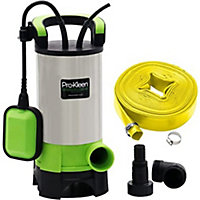 Pro-Kleen Submersible Water Pump Electric 1100W Stainless Steel with 10m Heavy Duty Hose