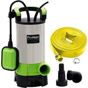Pro-Kleen Submersible Water Pump Electric 1100W Stainless Steel with 15m Heavy Duty Hose