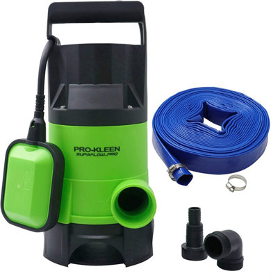 Pro-Kleen Submersible Water Pump Electric 400W with 10m Layflat Hose for Clean or Dirty Water