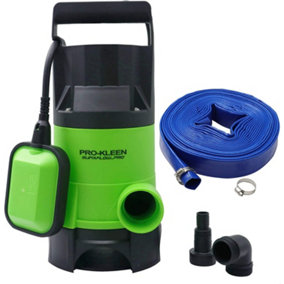 Pro-Kleen Submersible Water Pump Electric 400W with 10m Layflat Hose for Clean or Dirty Water