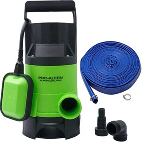 Pro-Kleen Submersible Water Pump Electric 400W with 15m Layflat Hose for Clean or Dirty Water