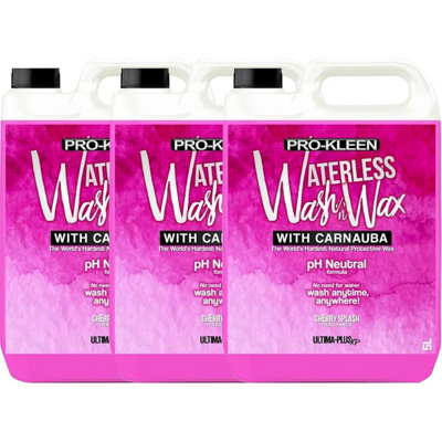 Pro-Kleen Ultima-Plus XP pH Neutral 3x 5 Litres Cherry Splash Car Cleaner Waterless Wash & Wax with Carnauba