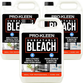 Pro-Kleen Unbeatable Bleach - Kills Germs and Bacteria - Removes Odours, Prevents Limescale & Removes Stains 15L
